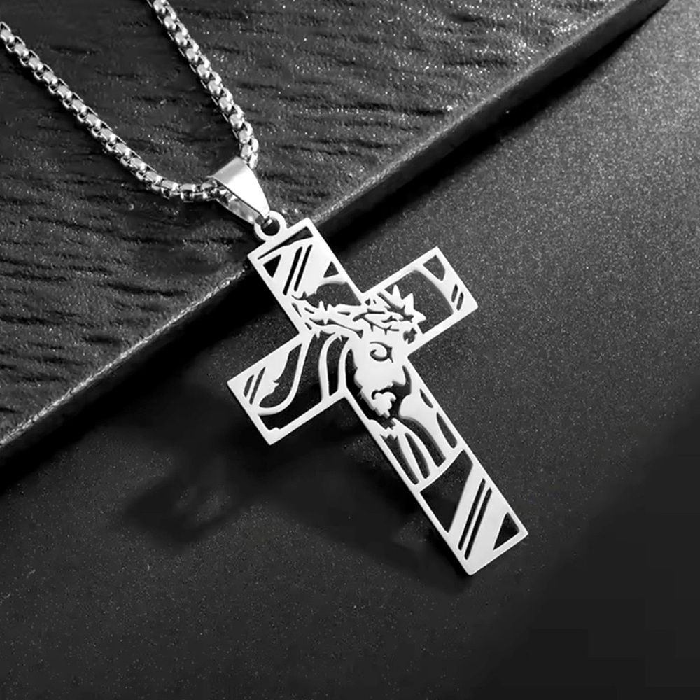 Fashion cross with cutout of jesus gem